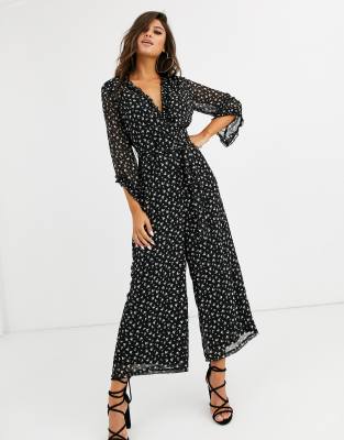 Black Strappy Jersey Culotte Jumpsuit