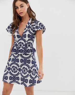 asos embroidered mini dress