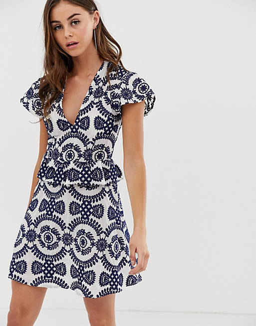 PrettyLittleThing embroidered mini dress in white | ASOS