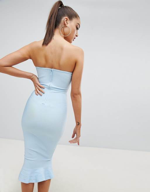 Frill hem bandage outlet midi dress