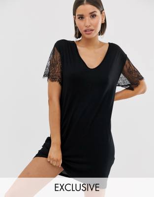 black t shirt dress pretty little thing