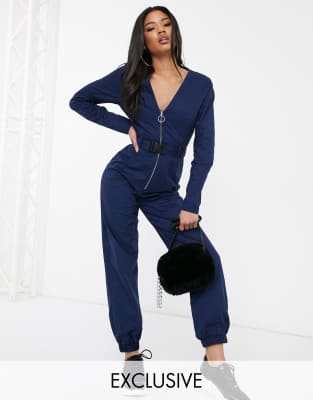 pretty little thing navy jumpsuit