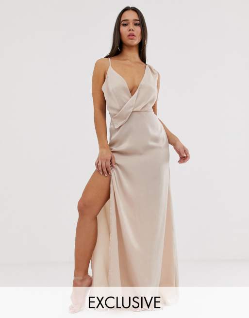 PrettyLittleThing exclusive maxi dress with shoulder ring detail