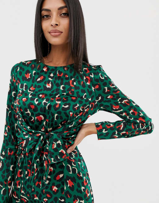 Green and orange store leopard print dress