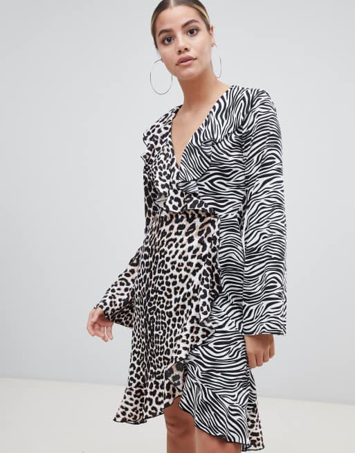 Pretty little thing leopard print best sale wrap dress