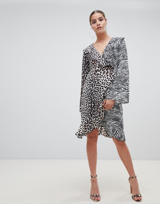 Pretty little thing outlet leopard print wrap dress