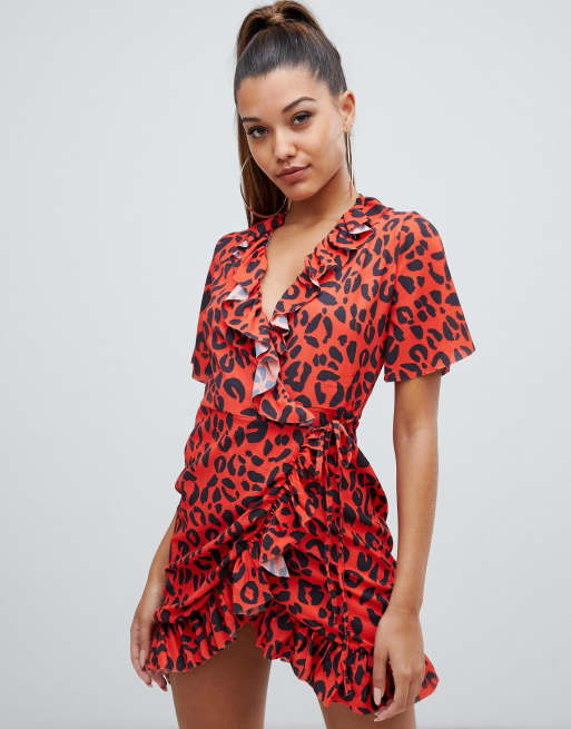 Pretty little thing 2025 red leopard dress