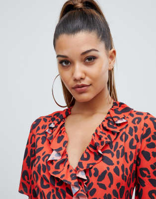 pretty little thing leopard print wrap dress