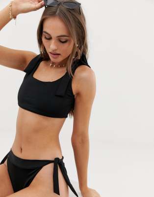 high cut side tie bikini bottoms