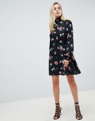pretty little thing black skater dress