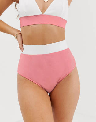 high waisted pink swim bottoms