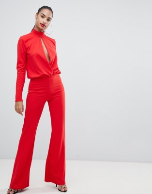 prettylittlething red jumpsuit