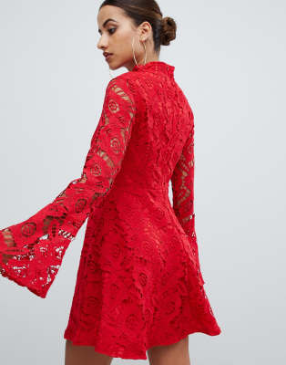 pretty little thing red lace dress