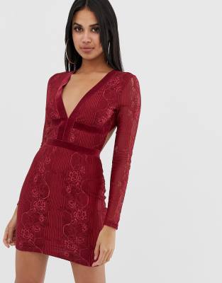 maroon bodycon dress
