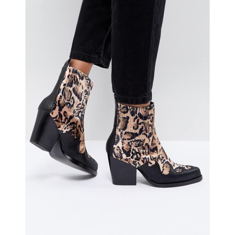 Leopard print hotsell cowboy ankle boots