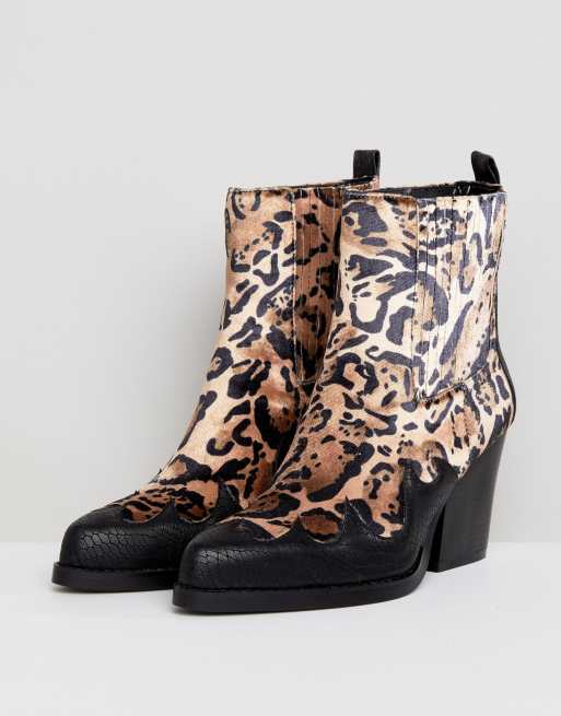 Leopard print western ankle hot sale boots