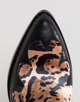 leopard print western ankle boots