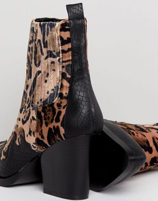leopard print western ankle boots