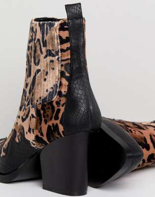 leopard print cowboy ankle boots