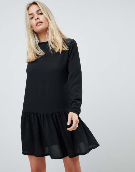 Ruffle hem dress outlet long sleeve