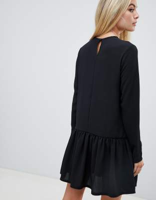 black long sleeve frill dress