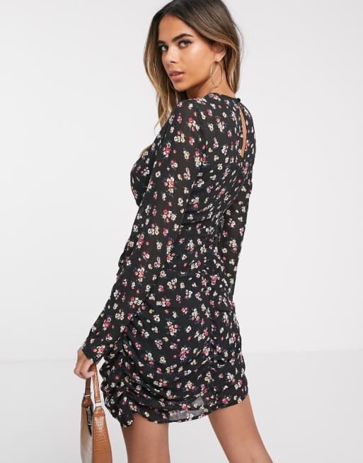 Pretty little thing sales black floral dress