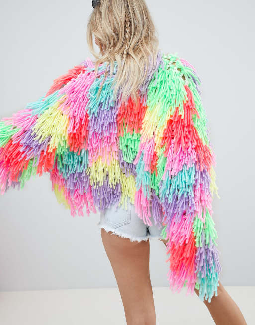 Shaggy rainbow cardigan sale