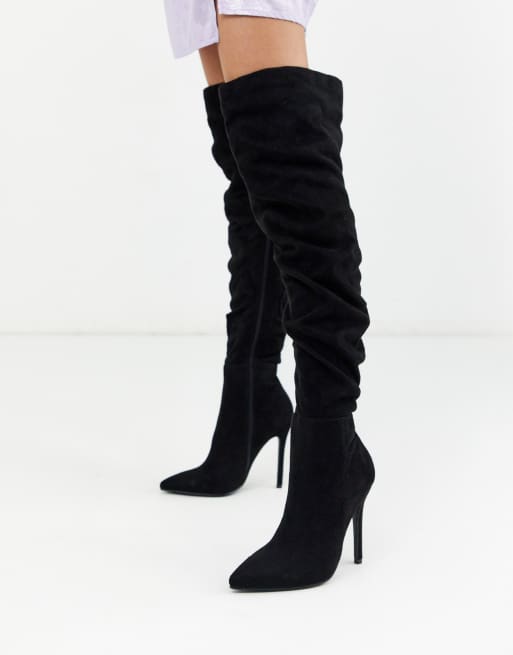 High heeled slouch clearance boots