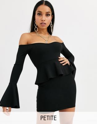 pretty little thing black off the shoulder dress