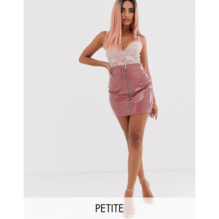 Pink vinyl skirt outlet pretty little thing