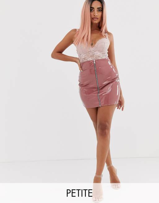 Pink vinyl shop skirt asos