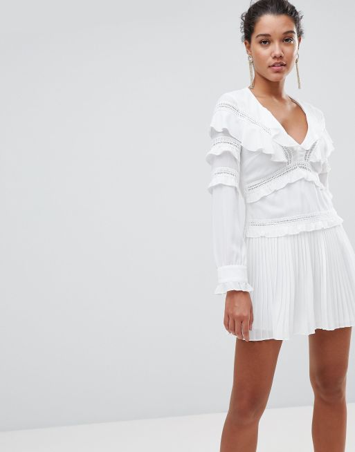 Pretty little thing white frill dress best sale