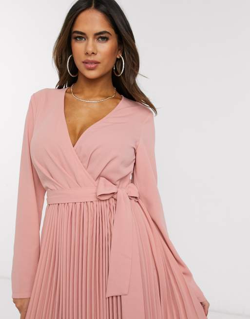 Pretty little thing pleated best sale midi dress