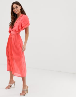 pretty little thing pleated midi dress
