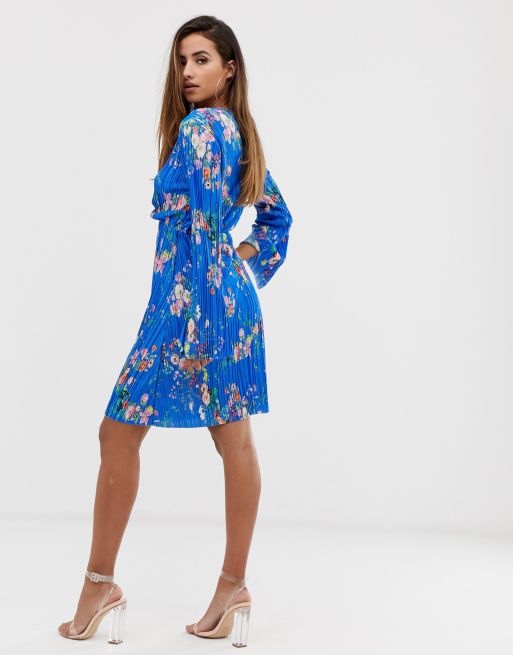 Blue floral dress shop pretty little thing