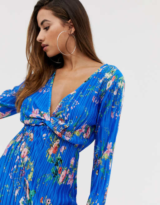 Pretty little thing outlet blue floral dress