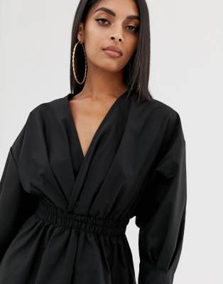 black shirt dress pretty little thing