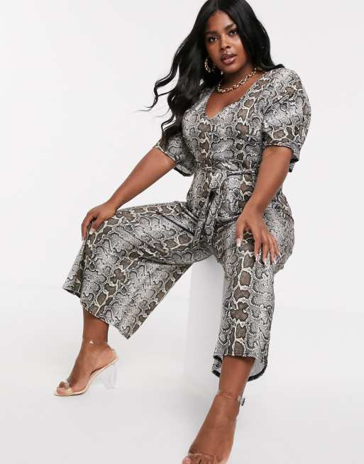 Pretty little thing sales snake print jumpsuit