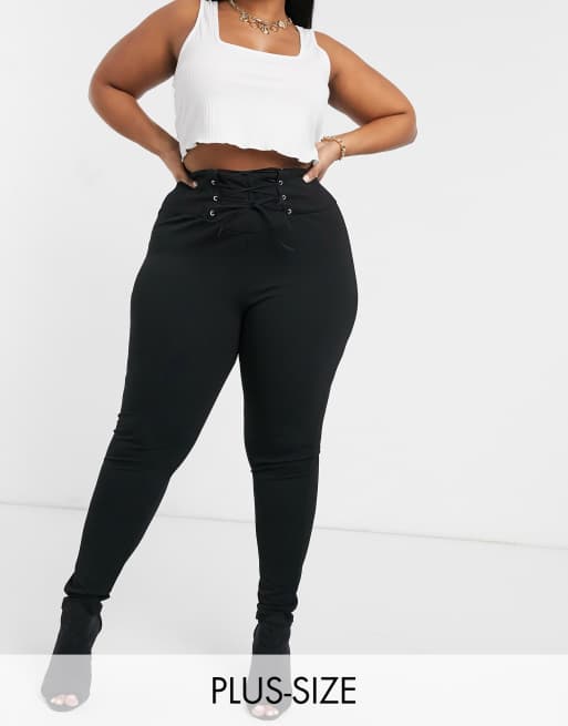 PrettyLittleThing side stripe high waisted legging in black