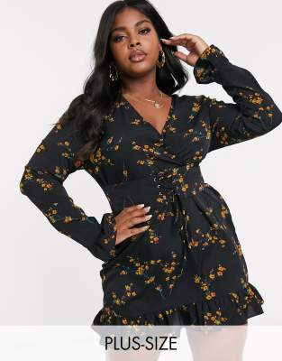 pretty little thing black skater dress