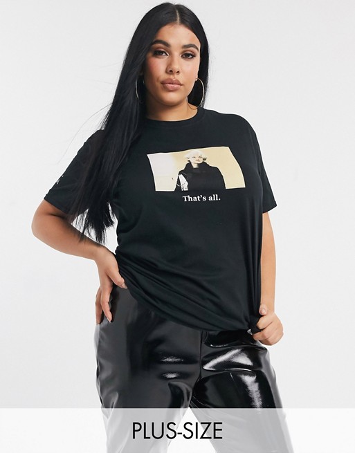 PrettyLittleThing Plus t-shirt with thats all slogan in black
