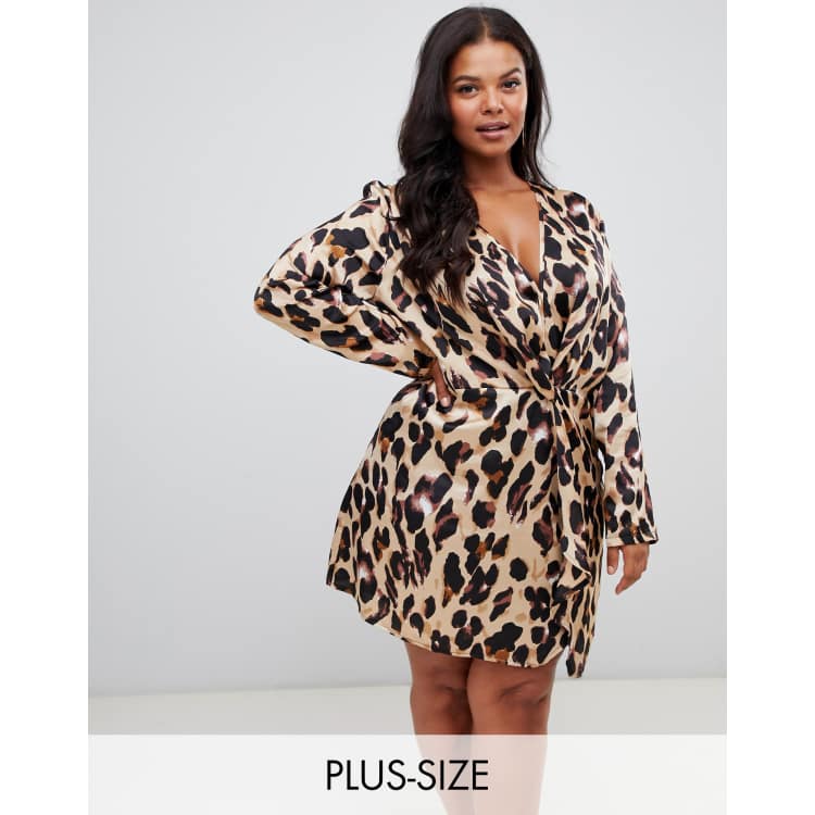 Pretty little thing store leopard wrap dress