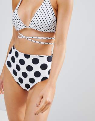 polka dot high waisted bikini bottom