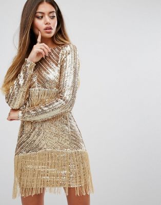 PrettyLittleThing Premium Sequin Fringed Mini Dress | ASOS