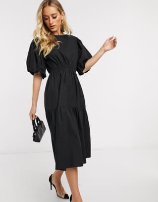 pretty little thing black smock dress