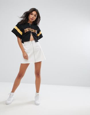 white vinyl mini skirt