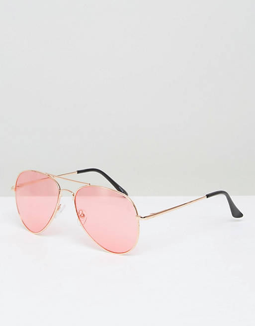 PrettyLittleThing Rose Tinted Aviator Sunglasses