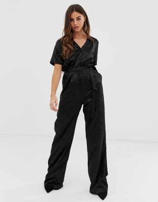 pretty little thing satin jumpsuit