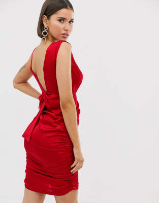 satin red dress mini