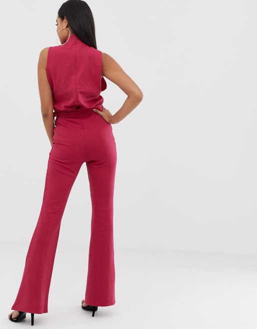 Scuba high neck store tie waist jumpsuit